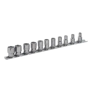 Bahco 1/4´´ Square And Metric Bi-hexagonal Profile-rail Dopsleutelset 11 Eenheden de Bahco – image du produit 2 sur 2