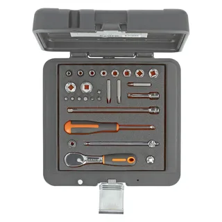 Bahco 1/4´´ Square Metric Hexagonal Profile And Ratchet Pear-type Head-extensions Dopsleutelset 21 Eenheden de Bahco – image du produit 2 sur 3