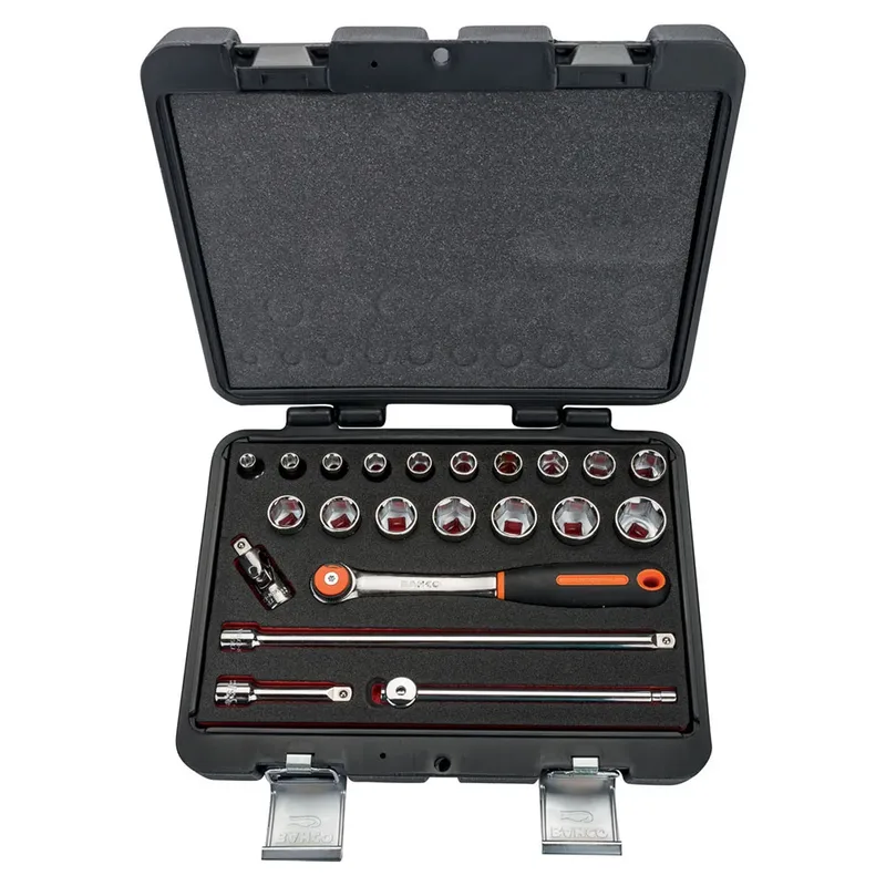 Bahco 3/8´´ Square Metric Hexagonal Profile And Ratchet Round Head-t Handle Dopsleutelset 22 Eenheden von Bahco – Produktbild 2 von 3