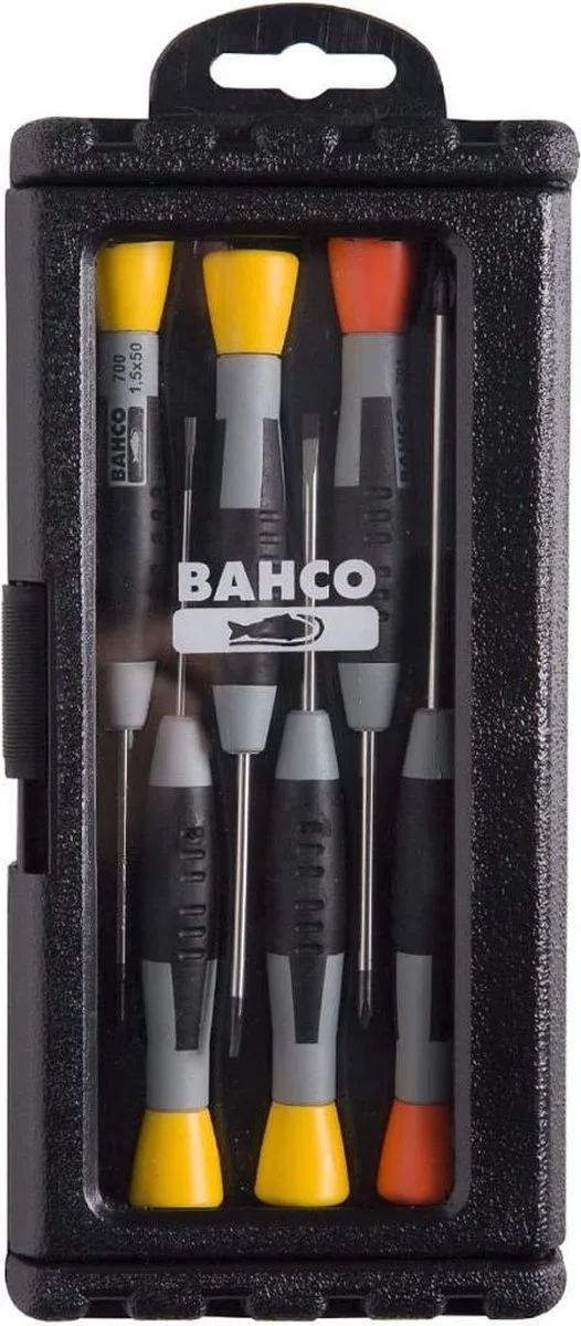 Jeu De 6 Tournevis De Précision Pour Vis à Fente Et Cruciformes 1.5-3-mm-ph0ph1 de Bahco, Gris – image du produit