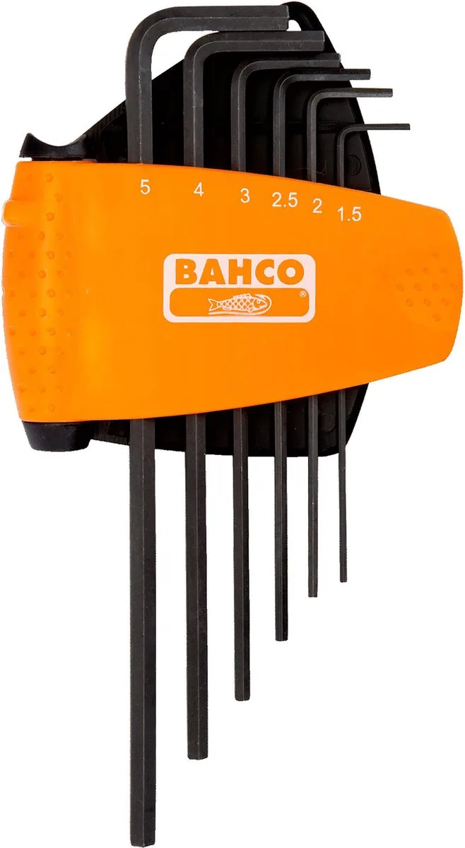 BE-9586 6-delige Inbussleutelset - 1,5-5mm van Bahco, Zwart, Oranje houder – productafbeelding