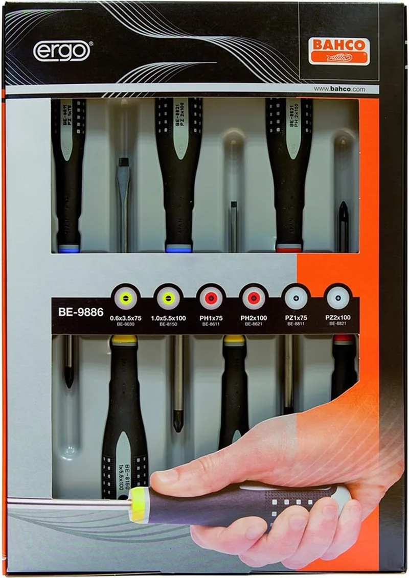 BE-9886 Schroevendraaierset - 6 delig van Bahco, Kleurloos – productafbeelding