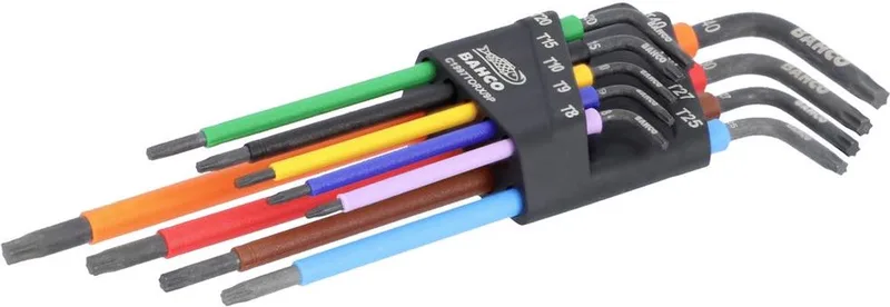 C1997TORX/9P T-profiel Haakse schroevendraaierset T 8, T 9, T 10, T 15, T 20, T 25, T 27, T 30, T 40 9-delig de Bahco, Kleurloos – image du produit