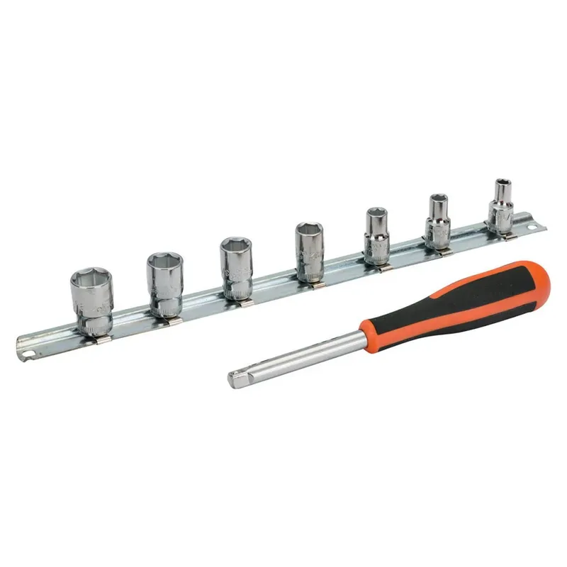 Jeu De Douilles Avec Carré 1-4´´ Avec Profil Hexagonal Impérial Et Tournevis Porte-gobelet 7 Unités-rail de Bahco – image du produit 1 sur 2
