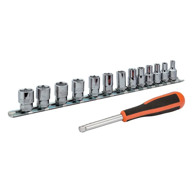 Jeu De Douilles Avec Carré 1-4´´ Avec Profil Hexagonal Métrique Et Tournevis Porte-gobelet 13 Unités-rail de Bahco – image du produit 2 sur 2