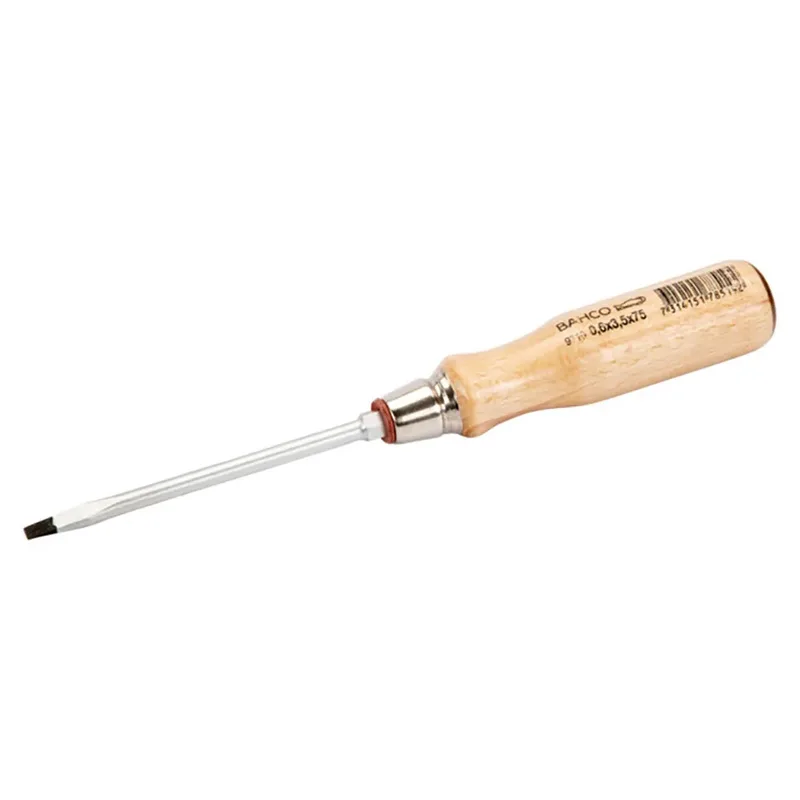 Flat Tip Screwdriver With Wooden 0.6x3 5x75 Mm Platte Schroevendraaier van Bahco – productafbeelding