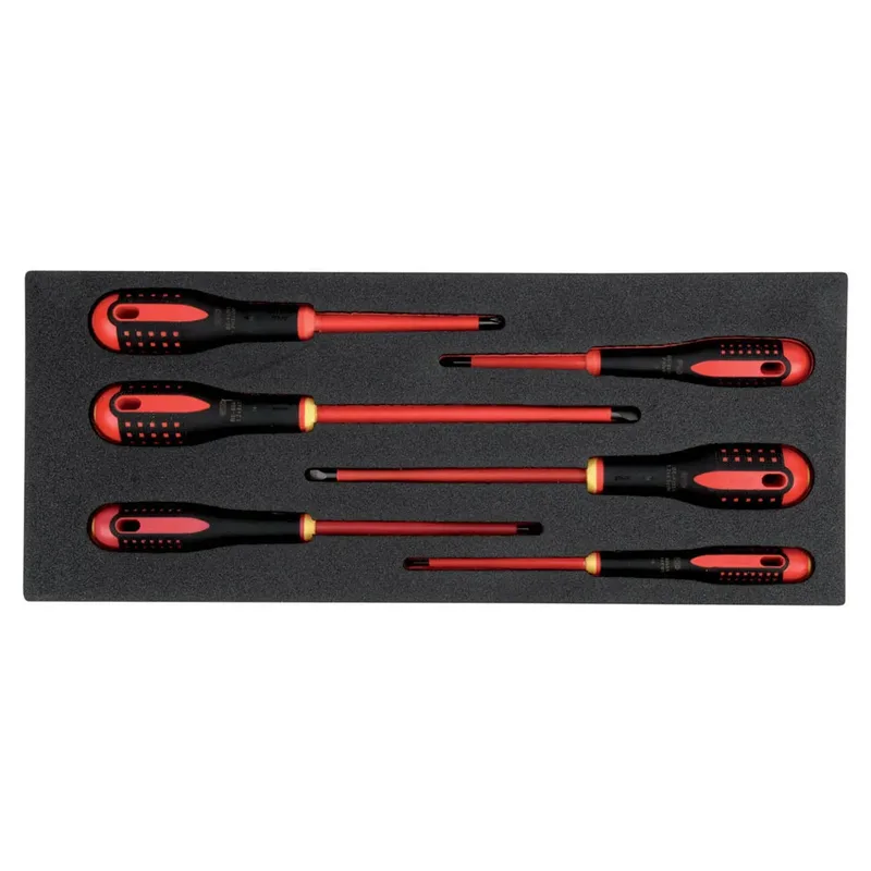 Jeu De Tournevis Insulated Slotted And Phillips In Foam Tray 1-3 Fit&go 45 Mmx181 Mmx445 Mm 6 Unités de Bahco, Multicolore – image du produit 2 sur 3