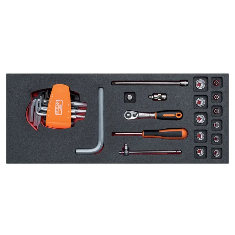Pear Head Set And 1/4´´ Sockets In Foam Tray 1/3 Fit&go Skralde 19 Enheder fra Bahco – produktbillede 2 af 3