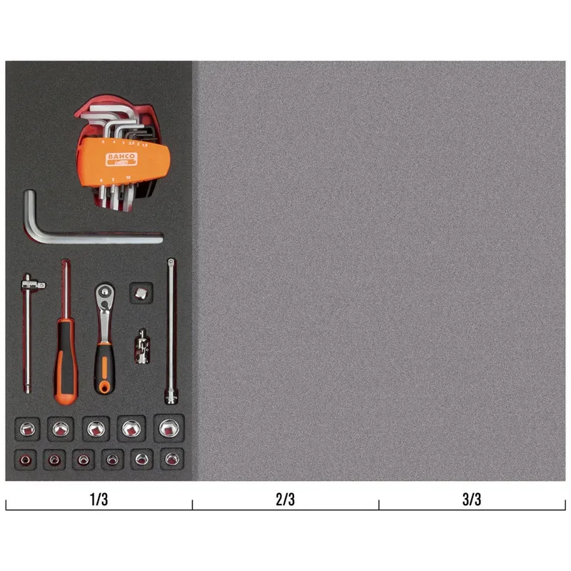 Pear Head Set And 1/4´´ Sockets In Foam Tray 1/3 Fit&go Skralde 19 Enheder fra Bahco – produktbillede 3 af 3