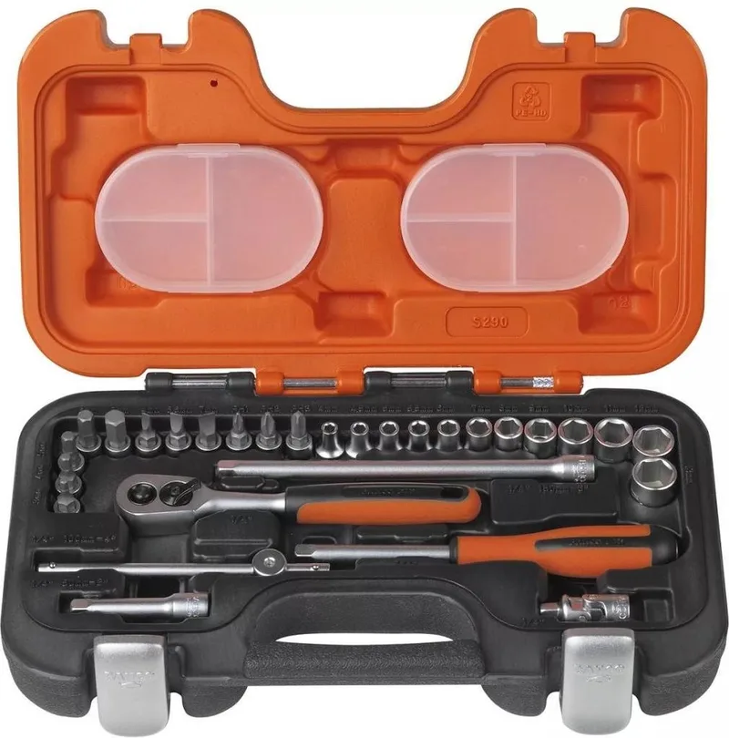 Steckschlüsselsatz 1/4 Zoll 29 tlg. 4 - 13 mm Schlitz/PH/6 KT im Ku. Koffer von Bahco, Kleurloos – Produktbild