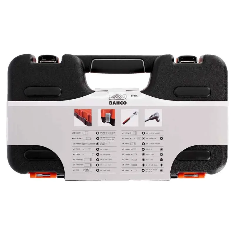 S330l 1/4´´ 2/8´´ Steckschlüssel-und Bit-set 53 Stücke von Bahco, Orange – Produktbild 5 von 5