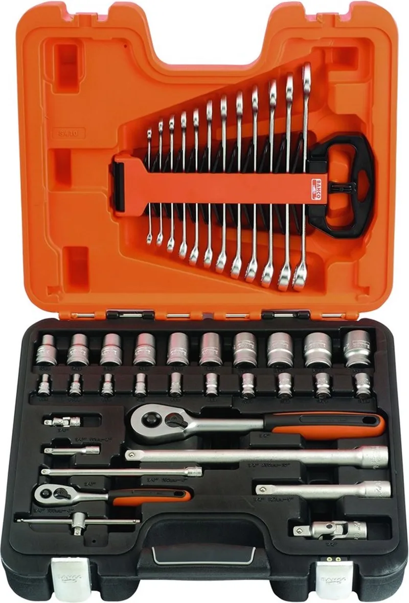 Steckschlüsselsatz 1/4 und 1/2 Zoll 41 tlg. 5-24 mm 12 Ring-Maul- Schlüssel 6 KT von Bahco, Kleurloos – Produktbild