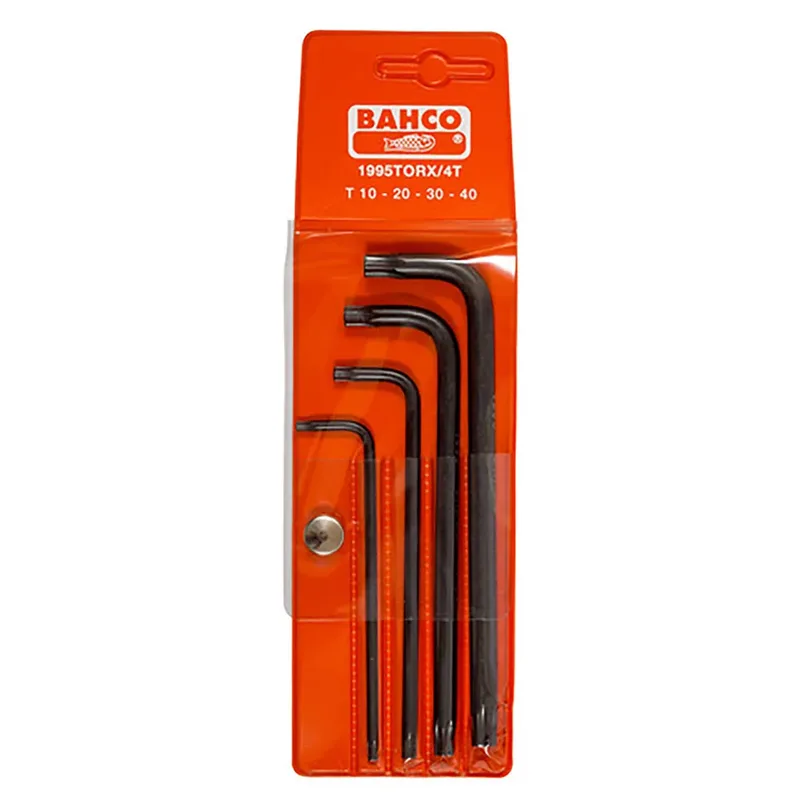 Set Of 4 Long Phosphated Torx® Allen Keys T10-t40 Set Inbussleutel de Bahco – image du produit