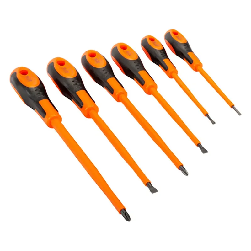 Set Of 6 Ph1ph2 Slotted And Phillips Screwdrivers With Rubber 3-6.5 Mm Platte Schroevendraaier de Bahco – image du produit