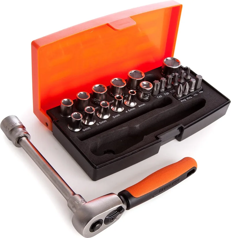SL25 Dopsleutelset - 24-delig 1/4 - 504 gram van Bahco, Oranje zwart – productafbeelding