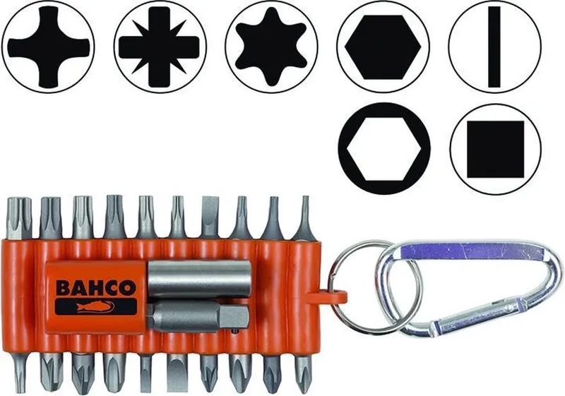 type 59S/22-1 bitset met 10 bitjes en 2 koppelstukken plus handig insteekmagazijn met riemclip by Bahco – product image