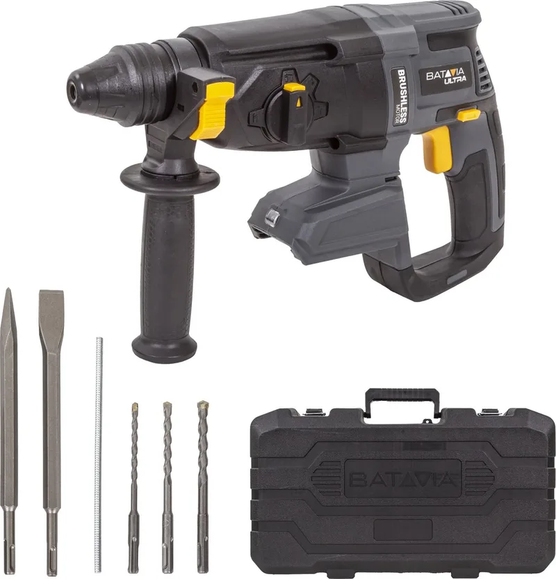 Accu 18V boorhamer SDS+ brushless - Excl. Accu en Oplader - 4 standen voor veelzijdig gebruik - Max boordiameter hout 30mm, steen 26mm en staal 13mm - Ultra de Batavia – image du produit