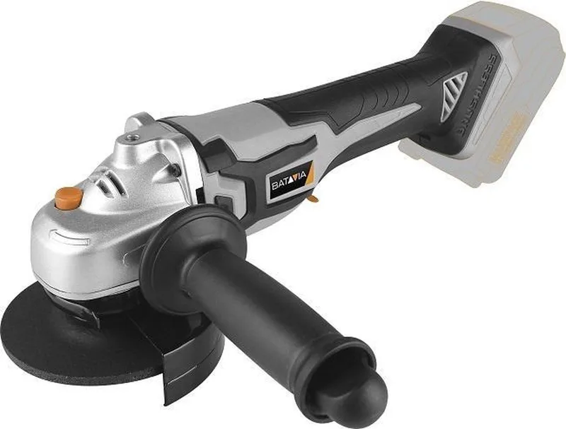 Accu 18V haakse slijper Ø 115mm Brushless - Excl. Accu en Oplader - 8500 t/min - Max. Snijdiepte: 28 mm - Extra handgreep op 3 posities - Incl. beschermkap - Maxxpack von Batavia – Produktbild