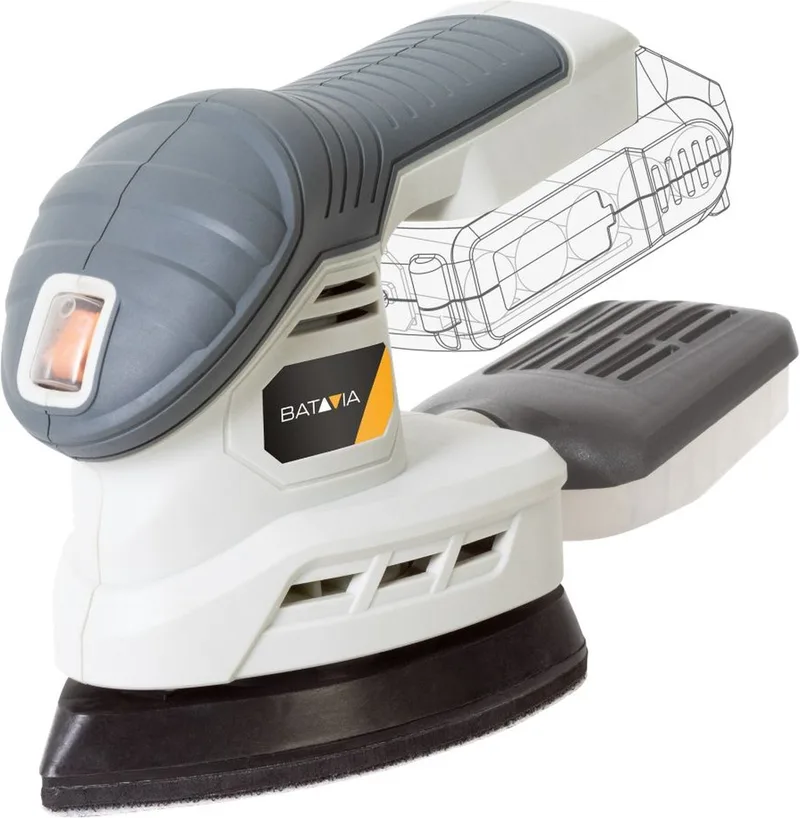 Accu 18V multischuurmachine - Excl. Accu en Oplader - Prefect werken op randen, hoeken en kleine oppervlakken - Klittenbandsysteem - Stofopvangbox - Maxxpack by Batavia – product image