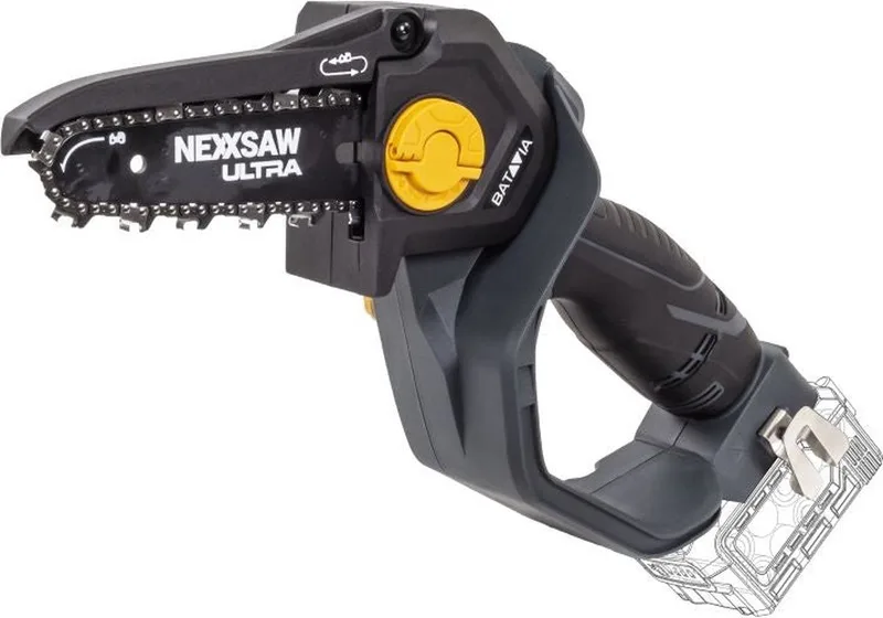 Accu 18V Nexxsaw V3 Eénhands-kettingzaag 7'' - Incl. 2.0Ah Li-ion Accu / 2.4A Oplader - Werkzame lengte 150mm - 0° - 32° draaibare kop - Brushless motor - Oliesmering - Ultra Incl. 2.0Ah Accu & Lader de Batavia – image du produit