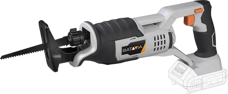 Accu 18V reciprozaag - Excl. Accu en Oplader - 3000 RPM - Max. zaagcapaciteit hout 100mm, metaal 6mm - Slaglengte 27mm - Softgrip - Maxxpack van Batavia – productafbeelding