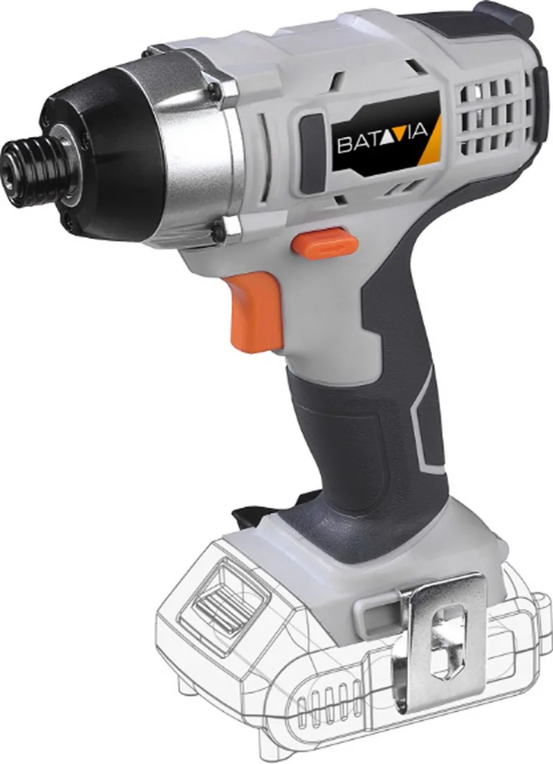 Accu 18V slagschroevendraaier - Excl. Accu en Oplader - 2200 RPM - 3000 BPM - Elektronische snelheidsregeling - Laag gewicht en incl. softgrip - Maxxpack de Batavia, Gris – image du produit