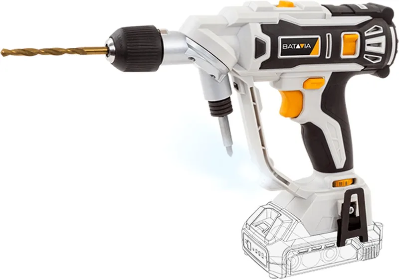 Accu 18V Twin Drill accuboormachine - Excl. Accu en Oplader - 1500 RPM - Draaimoment 26N - Automatische snelheidsaanpassing - Aanpasbaar van boren naar schroeven - Maxxpack van Batavia – productafbeelding