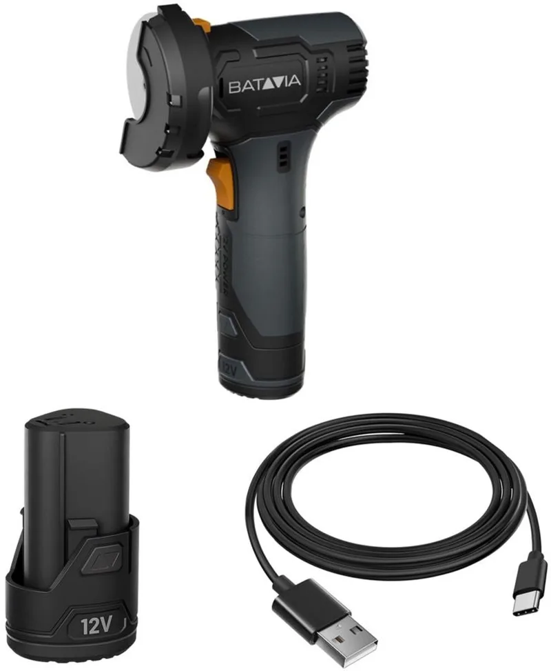 Batavia 12V Accu Haakse Slijper 76mm - Fixxpack 2.0 Set (incl. 2Ah accu & USB-C oplaadkabel) van Batavia – productafbeelding