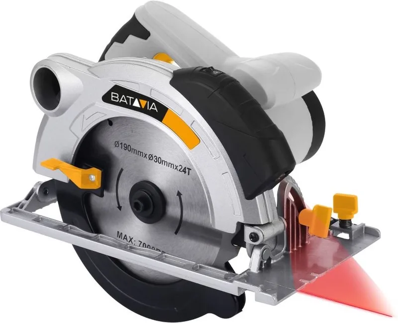 Batavia 1600W Cirkelzaag - 300cm kabellengte - Max. zaagcapaciteit hout/metaal 65mm - Ingebouwde lasergeleider - Maxxseries de Batavia – image du produit