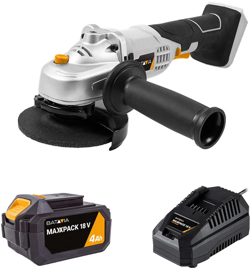 Batavia 18V Accu Haakse Slijper 115mm Incl. 4.0Ah Accu & Snellader von Batavia – Produktbild