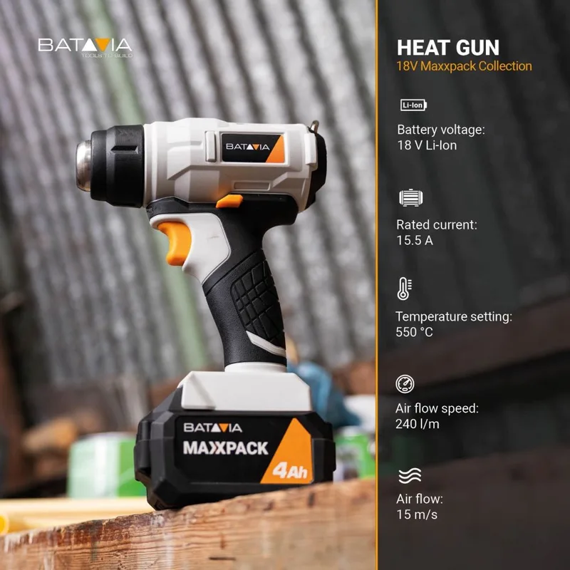 Batavia 18V Accu Heteluchtpistool 550°C Incl. 2.0Ah Accu & Lader by Batavia – product image