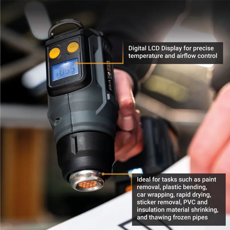 Batavia 18V Accu Heteluchtpistool met Digitaal LCD Display Incl. 2.0Ah Accu & Lader de Batavia – image du produit