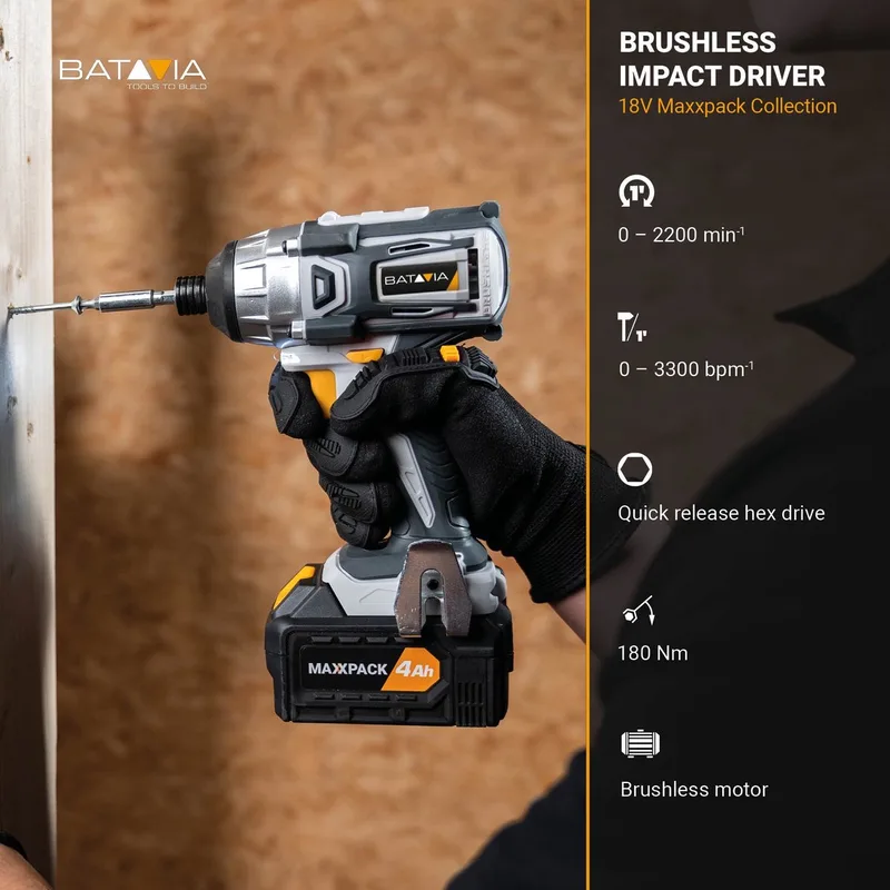 Batavia 18V Brushless Accu Slagschroevendraaier 180 Nm Incl. 2.0Ah Accu & Lader von Batavia – Produktbild