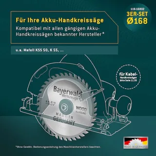 HOLZ ALLROUND Ø168 Akku-Handkreissägeblatt Set geeignet u.a. für Mafell de Bayerwald – image du produit 4 sur 5