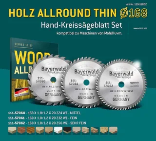 HOLZ ALLROUND Ø168 Akku-Handkreissägeblatt Set geeignet u.a. für Mafell de Bayerwald – image du produit 2 sur 5