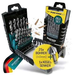 HSS Bohrer Pure Edge XC 26-tlg. Set 1-13 mm Bayerwald Werkzeuge - Xtra Clean mit Brad Point Zentrierspitze & Kegelsenker von Bayerwald – Produktbild 1 von 2