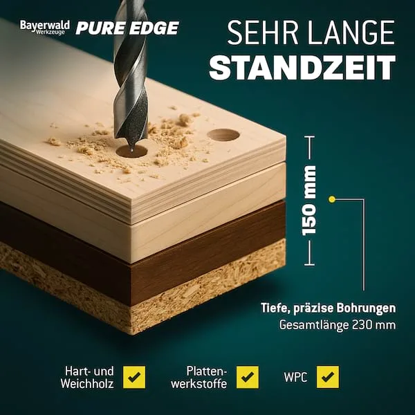 Profi Holzbohrer Set Überlänge 230 mm - 7‑tlg. 4-12 mm de Bayerwald – image du produit 5 sur 5