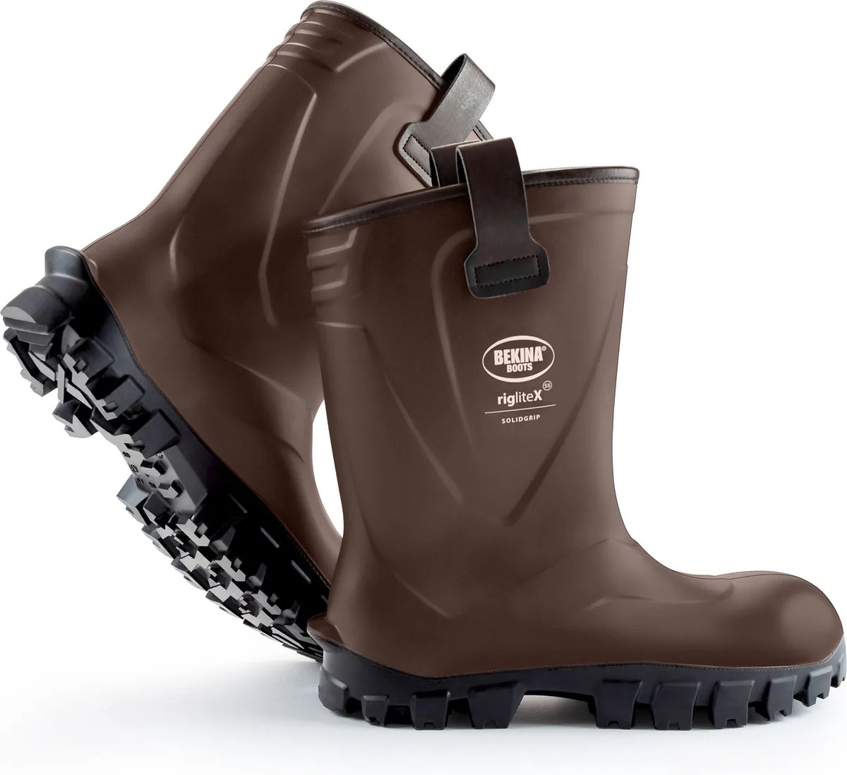 Halfhoge veiligheidslaarzen voor heren en dames met stalen neus en stalen zool, antislip, werklaars landbouw en industrie, vederlicht, isolerend tot - 30 graden, bestand tegen olie, vet en chemicaliën, bruin, EU by Bekina, Brown, 42 – product image
