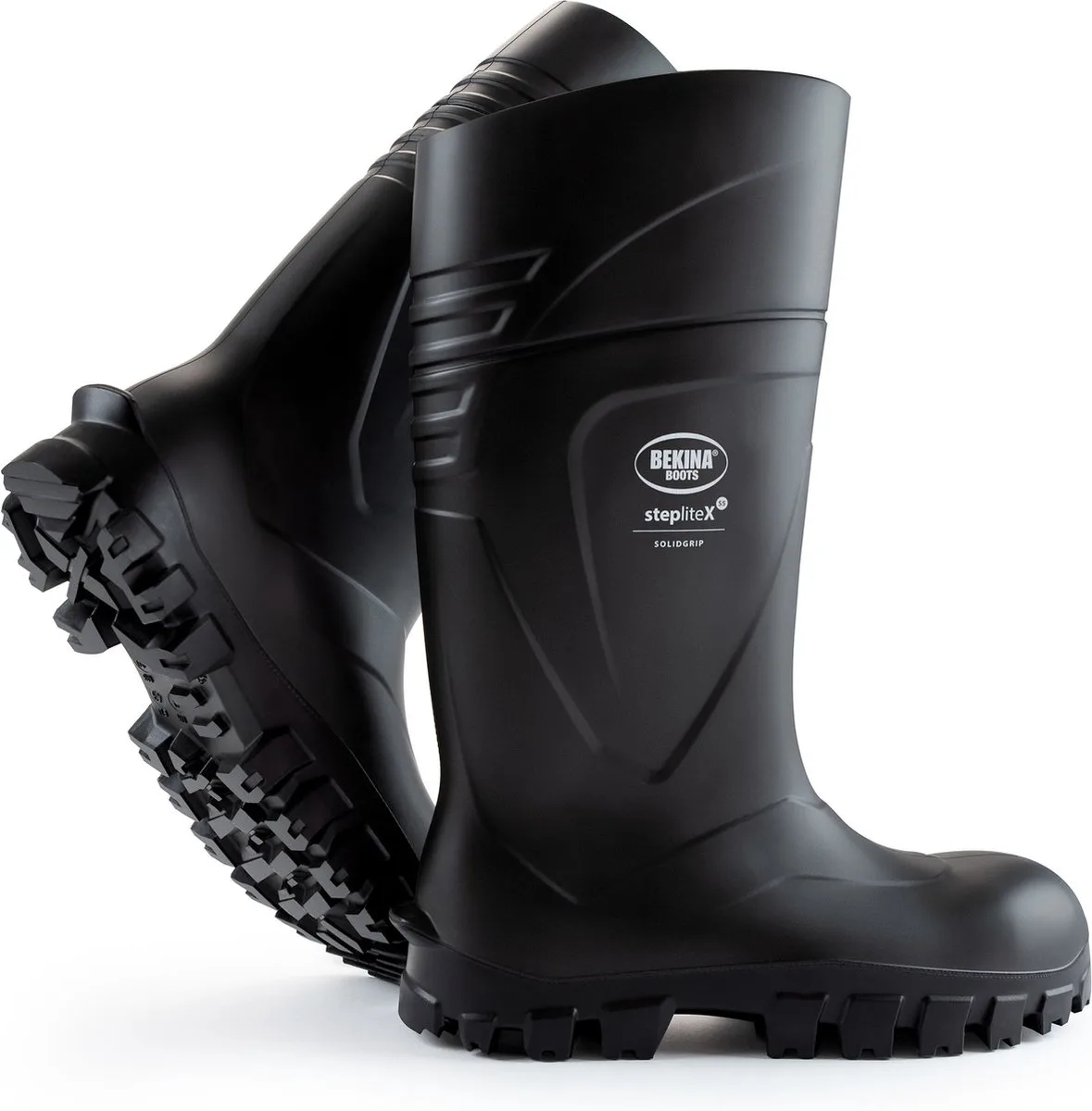 Robuuste veiligheidslaarzen voor heren en dames, antislip, metaalvrij, werklaarzen met brede pasvorm voor zware industrie, bestand tegen oliën, vetten en diverse chemicaliën, isolerend tot -30 graden, zwart, EU van Bekina, Zwart, 43 – productafbeelding