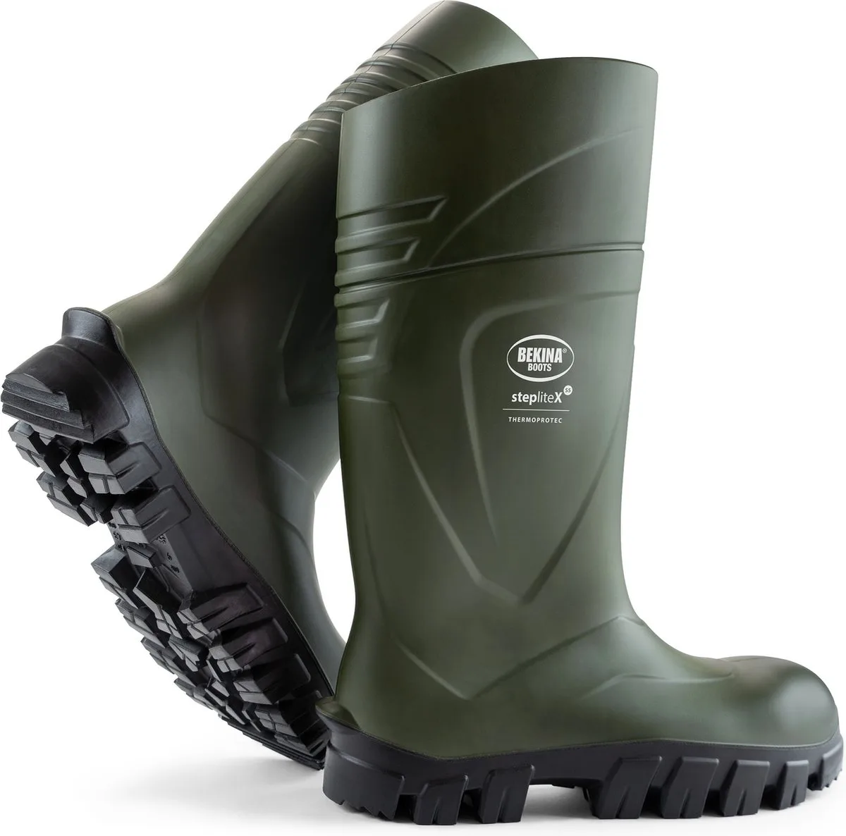 Stevige veiligheidslaarzen voor heren en dames met veiligheidsneus en veiligheidszool, metaalvrij, werklaarzen visserij, vederlicht, antislip, winterlaarzen isolerend tot - 40 graden, groen, EU by Bekina, Green, 37 – product image