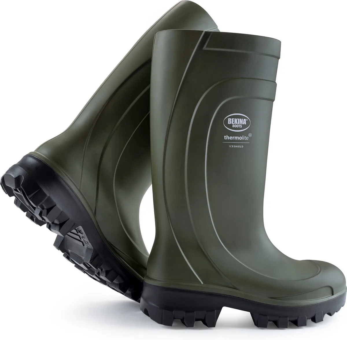 Veiligheidslaarzen voor heren en dames met stalen neus en stalen zool, antislip, brede pasvorm, winterlaarzen isolerend tot - 50 graden, schokabsorberende hiel, groen, EU by Bekina, Green, 42 – product image