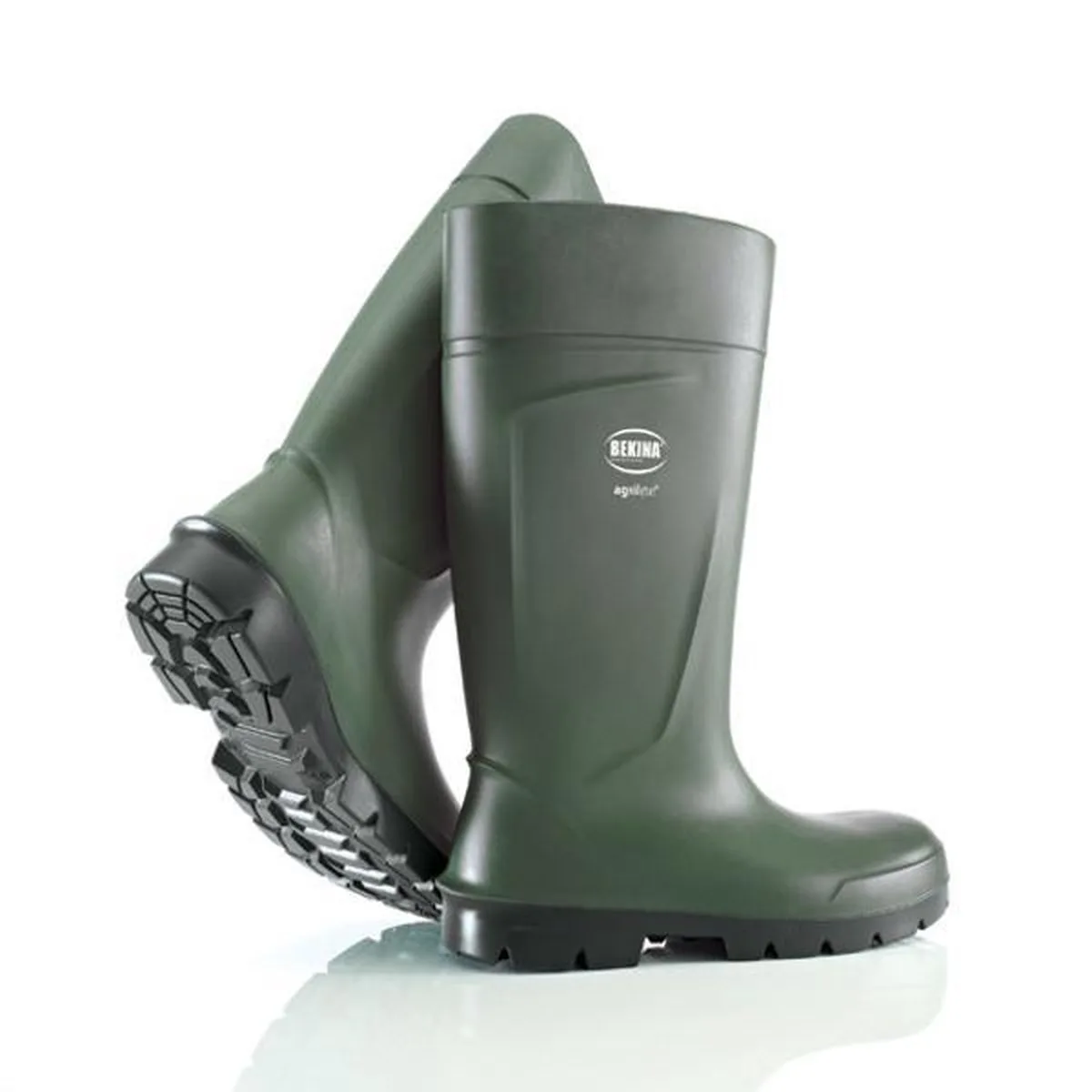Veiligheidslaarzen voor heren en dames met stalen neus en stalen zool, antislip, werklaarzen landbouw, vederlicht, ondoordringbaar voor water, modder of reinigingsmiddelen, isolerend tot - 20 graden, groen, EU von Bekina, Grün, 42 – Produktbild