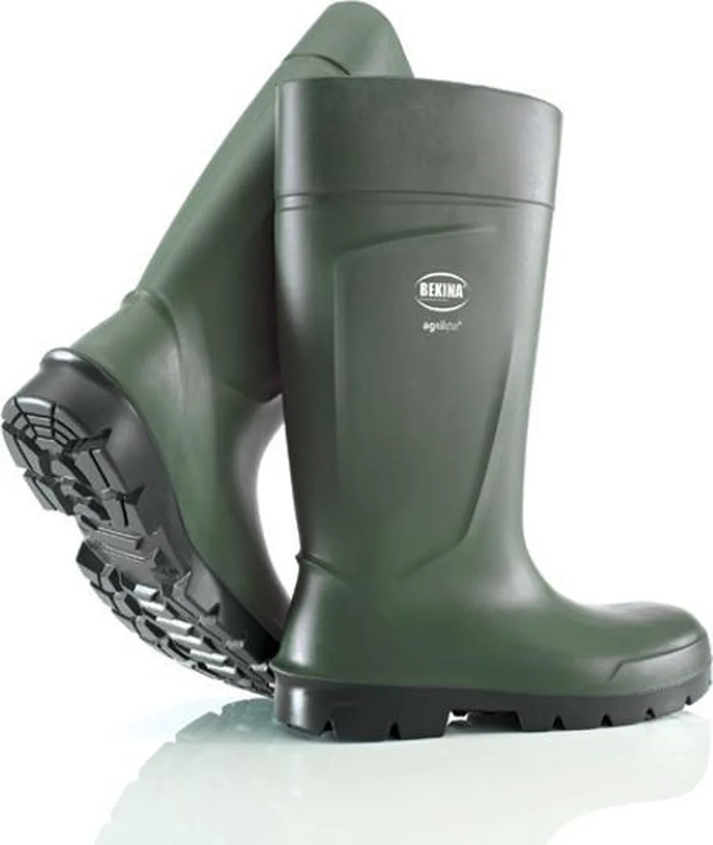 Veiligheidslaarzen voor heren en dames met stalen neus en stalen zool, antislip, werklaarzen landbouw, vederlicht, ondoordringbaar voor water, modder of reinigingsmiddelen, isolerend tot - 20 graden, groen, EU by Bekina, Green, 36 – product image