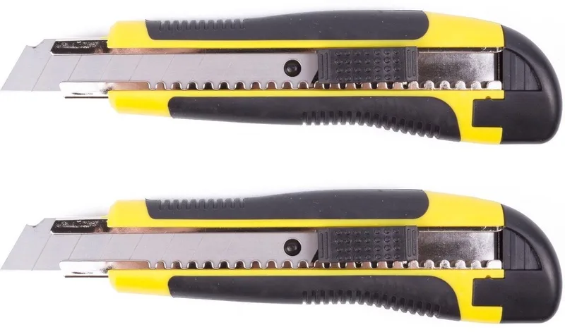 Afbreekmes - 2x - profi - snijmes - werkmes - 18 mm van Benson, Geel – productafbeelding