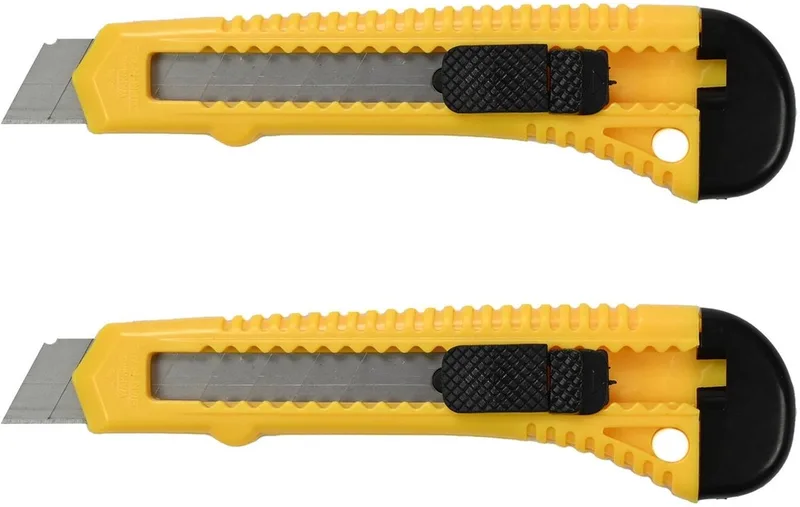 Afbreekmes - 2x - werkmes - snijmes - 18 mm - staal by Benson, Yellow – product image