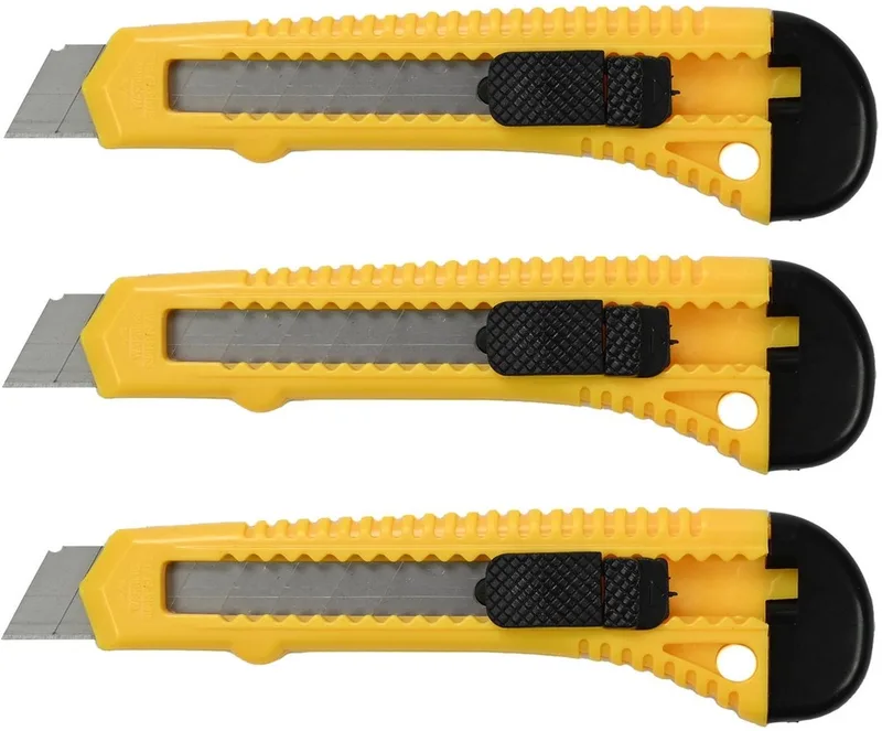 Afbreekmes - 3x - werkmes - snijmes - 18 mm - staal by Benson, Yellow – product image