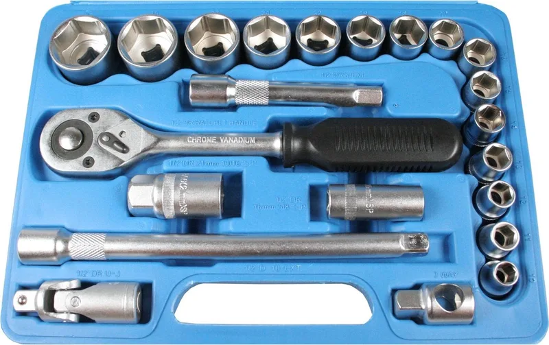 Benson 22-delige doppendoos - Satin afwerking - Inclusief ratel en opbergmodule van Benson, Zilver – productafbeelding