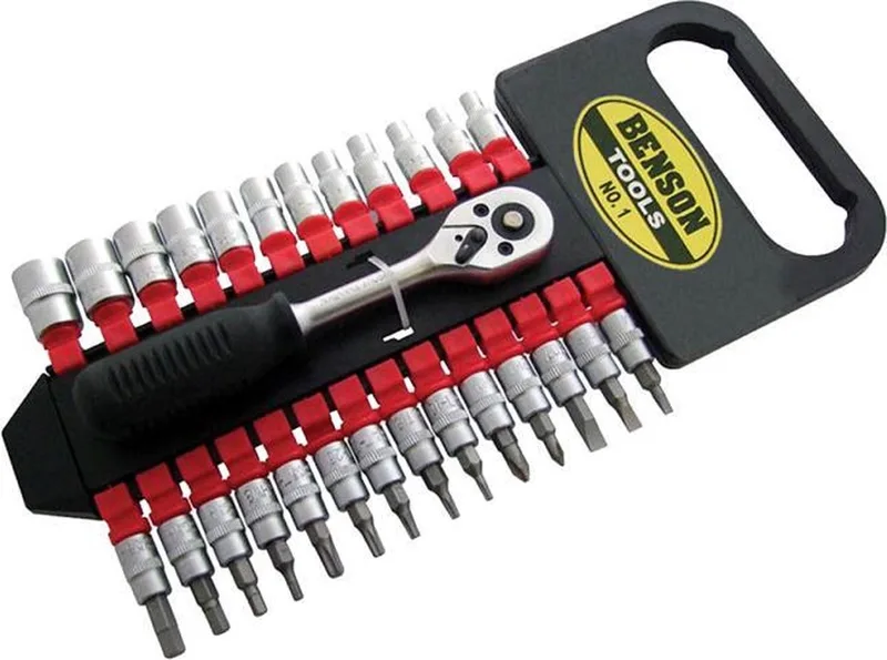 Benson 27-delige dopsleutelset - anti-slip handvat - veelzijdige maten de Benson, Argent – image du produit