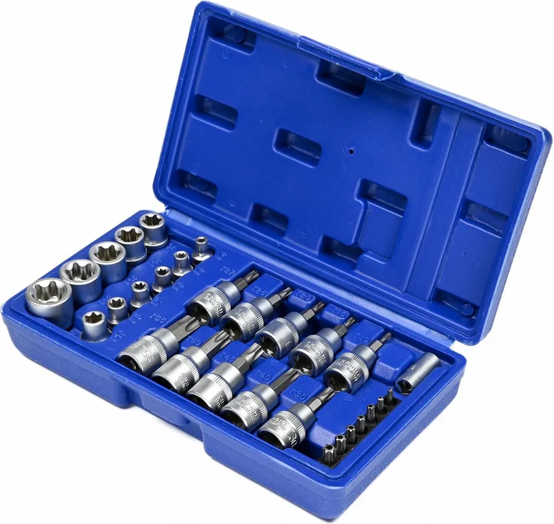 Benson 30-delige Torx-, bit- en doppenset - chroom vanadium staal - veelzijdig en duurzaam de Benson, Bleu – image du produit