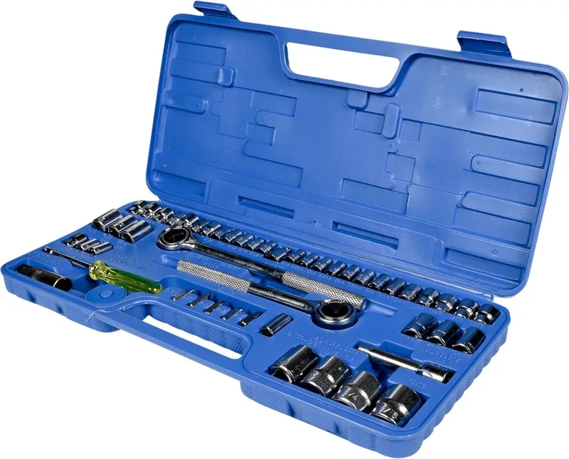 Benson 52-delige doppendoos - Inclusief adapters en ratel - Stevige opbergkoffer van Benson, Grijs – productafbeelding